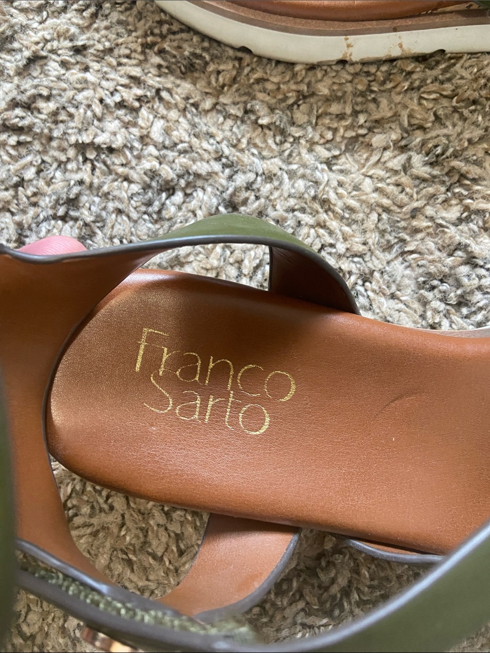 🍀 Franco Sarto Olive Green Strappy Leather Sandals - Picture 6 of 7